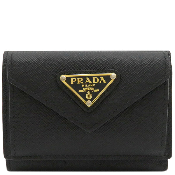 PRADA プラダ 三つ折り財布 三角ロゴ サフィアーノレザー 