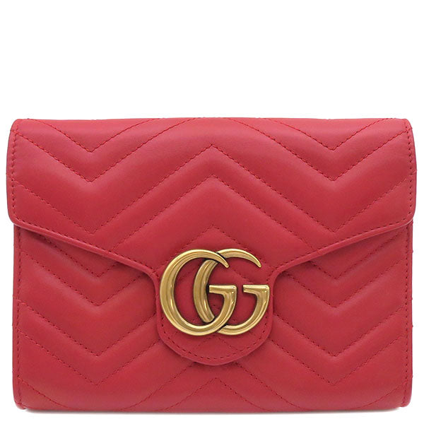 グッチ GUCCI GGマーモント 474575 レッド レザー チェーン