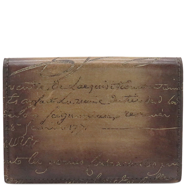 ベルルッティ BERLUTI インブイア カードホルダー ブラウン ヴェネチアレザー 名刺入れ 茶 カリグラフィ二つ折り カードケース