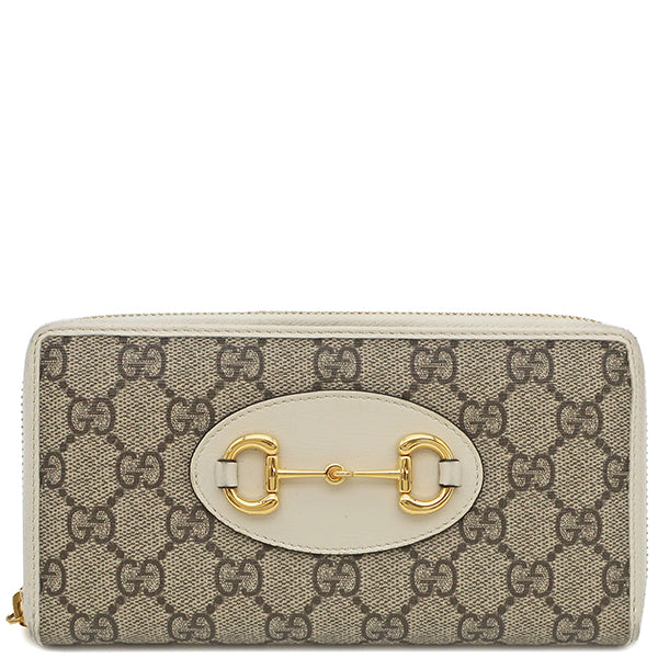 グッチ GUCCI ホースビット 1955 ジップアラウンドウォレット 621889 ベージュ×ホワイト GGスプリームキャンバス 長財布  ゴールド金具 ラウンドファスナー