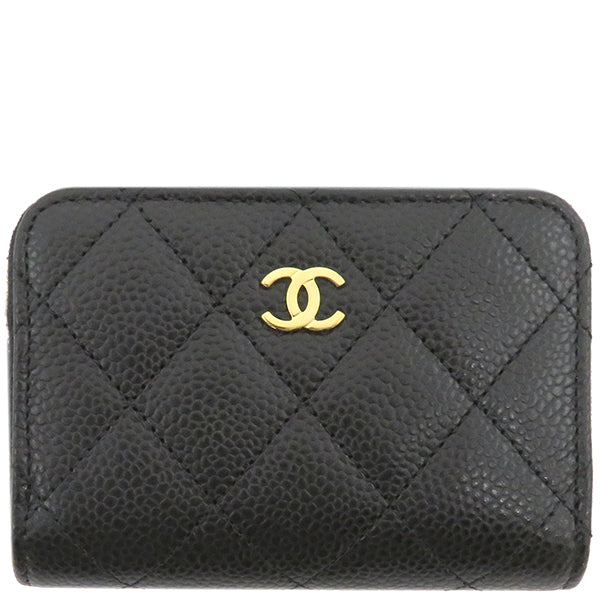 シャネル CHANEL マトラッセ クラシック ジップ コインパース AP0216 ブラック キャビアスキン コインケース ゴールド金具 新品 未使用  ランダムシリアル 黒