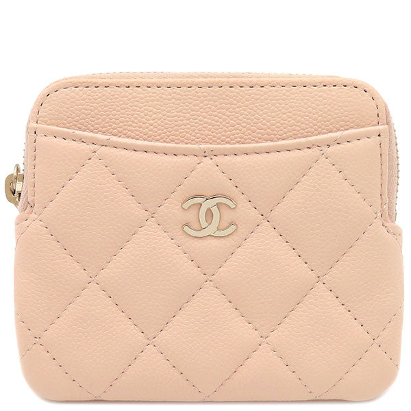 シャネル CHANEL マトラッセ コインカードケース AP2061 ピンクベージュ キャビアスキン コインケース ゴールド金具 ランダムシリアル