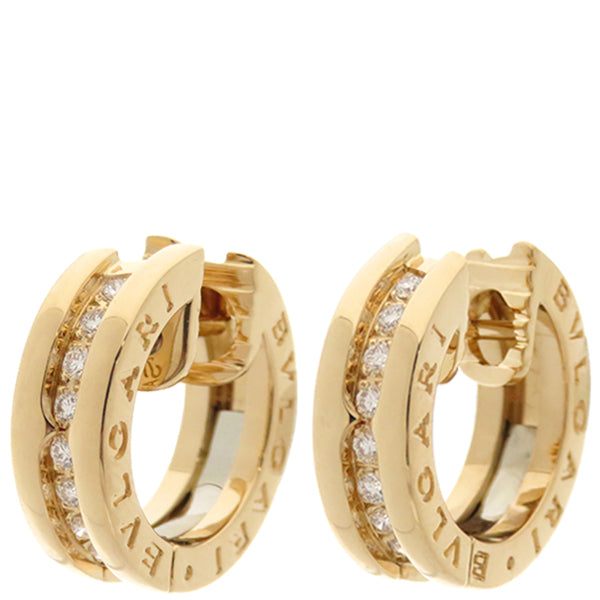 ブルガリ BVLGARI ビーゼロワン B-zero1 スモールフープ イエローゴールド K18YG ダイヤモンド ピアス 18K 750 18金