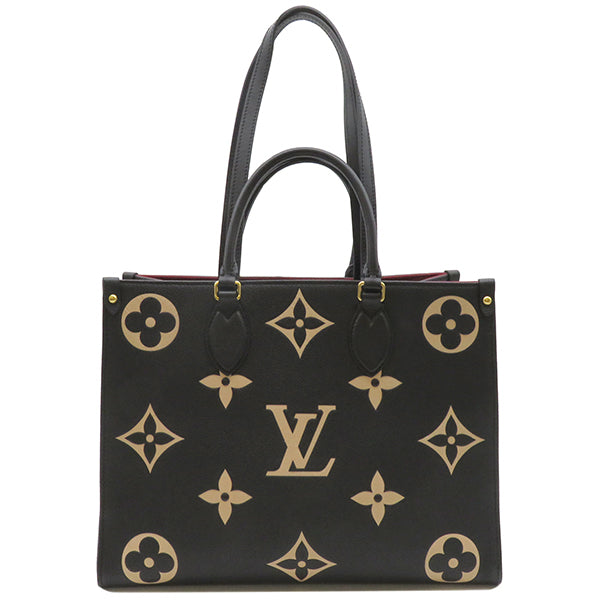 ルイヴィトン LOUIS VUITTON ブラック×ベージュ オンザゴー MM M45495 モノグラムアンプラント トートバッグ ゴールド金具  ショルダー バイカラー