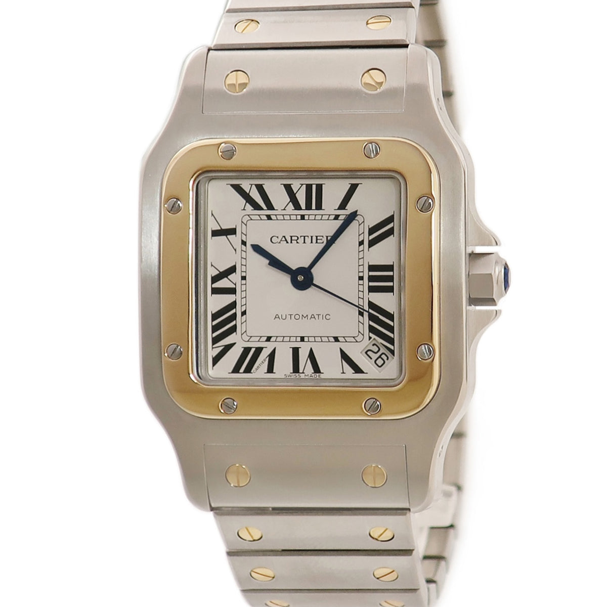 カルティエ Cartier サントス ガルベ XL W20099C4 自動巻き レディース ボーイズ K18YG×SS 白 角型