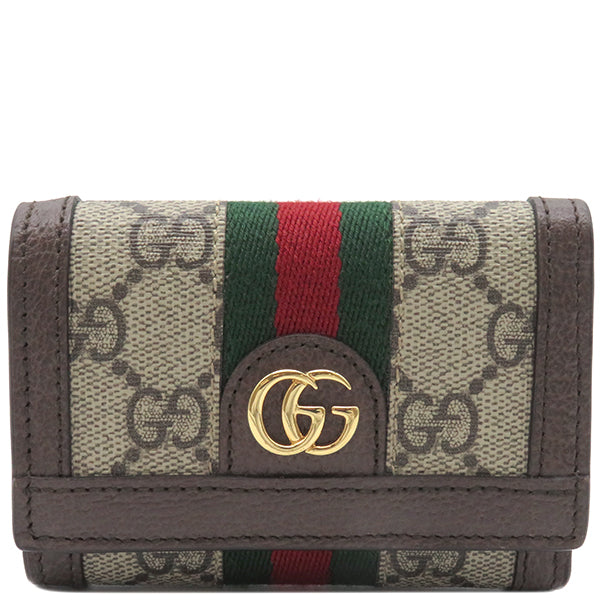 グッチ GUCCI オフィディア コンパクト 644334 ベージュ×エボニー GGスプリームキャンバス 三つ折り財布 ゴールド