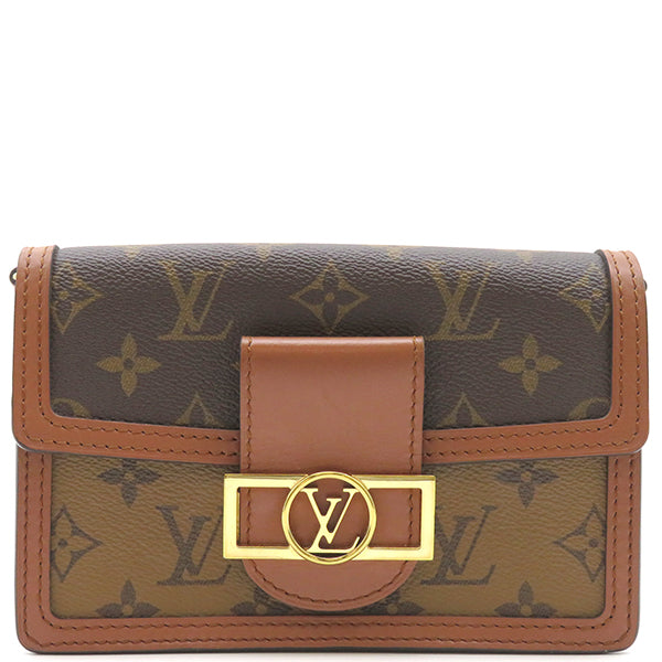 ルイヴィトン LOUIS VUITTON ポルトフォイユ ドーフィーヌ M68746 ブラウン×ベージュ モノグラムキャンバス  モノグラムリバースキャンバス チェーンウォレット ゴールド金具 茶 チェーンショルダー