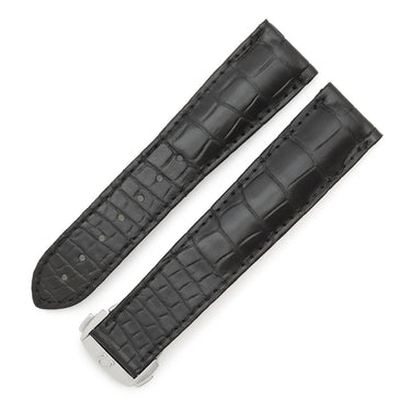 オメガ OMEGA ブラック クロコダイル ステンレススチール 純正バックル 腕時計パーツ 新品同様 純正 ベルト ストラップ バンド クロコ Dバックル付き 22mm 腕時計 ブラック 黒