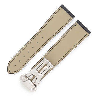 オメガ OMEGA ブラック クロコダイル ステンレススチール 純正バックル 腕時計パーツ 新品同様 純正 ベルト ストラップ バンド クロコ Dバックル付き 22mm 腕時計 ブラック 黒