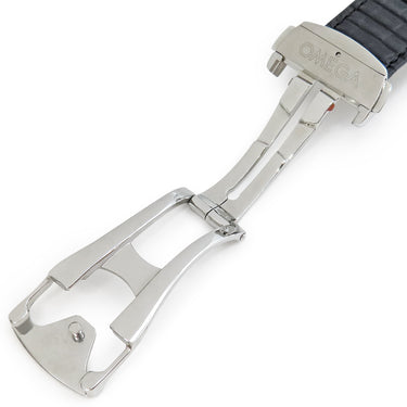 オメガ OMEGA ブラック クロコダイル ステンレススチール 純正バックル 腕時計パーツ 新品同様 純正 ベルト ストラップ バンド クロコ Dバックル付き 22mm 腕時計 ブラック 黒