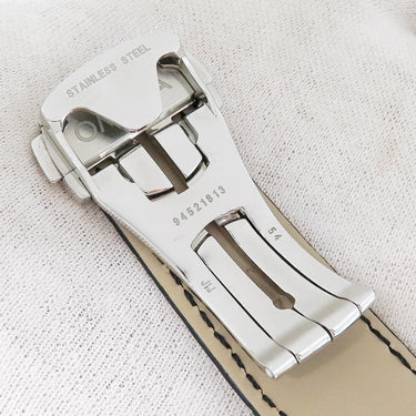 オメガ OMEGA ブラック クロコダイル ステンレススチール 純正バックル 腕時計パーツ 新品同様 純正 ベルト ストラップ バンド クロコ Dバックル付き 22mm 腕時計 ブラック 黒