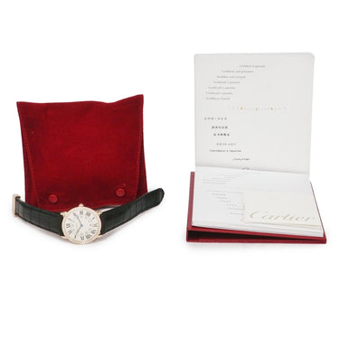 腕時計 カルティエ Cartier ロンド ルイ カルティエ LM WR000651 手巻き メンズ K18PG無垢 純正ダイヤ アイボリー ローマン 青針