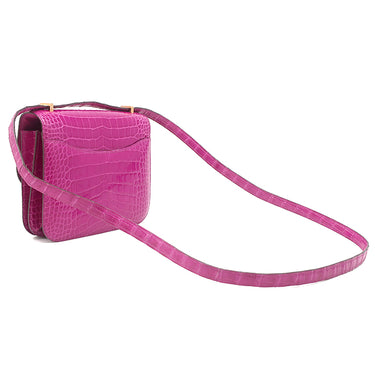 エルメス HERMES コンスタンス ミニ 3 ローズシェヘラザード アリゲーター ショルダーバッグ ゴールド金具