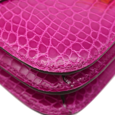 エルメス HERMES コンスタンス ミニ 3 ローズシェヘラザード アリゲーター ショルダーバッグ ゴールド金具