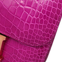 エルメス HERMES コンスタンス ミニ 3 ローズシェヘラザード アリゲーター ショルダーバッグ ゴールド金具