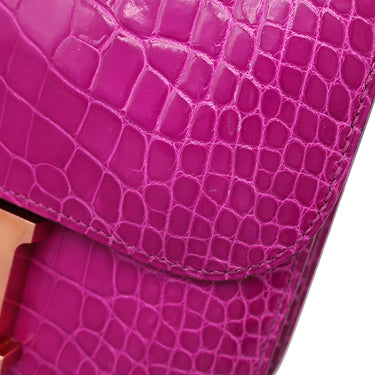 エルメス HERMES コンスタンス ミニ 3 ローズシェヘラザード アリゲーター ショルダーバッグ ゴールド金具