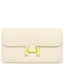 エルメス HERMES コンスタンス ロング トゥー ゴー ナタ×ジョーヌシトロン ヴォーエプソン 長財布 シルバー金具 オフホワイト 二つ折り財布