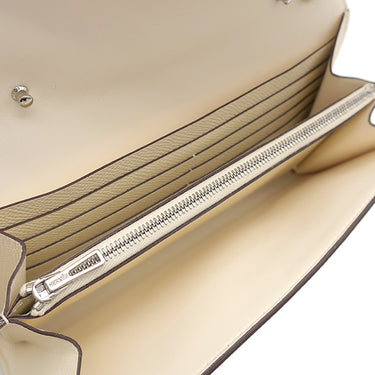 エルメス HERMES コンスタンス ロング トゥー ゴー ナタ×ジョーヌシトロン ヴォーエプソン 長財布 シルバー金具 オフホワイト 二つ折り財布