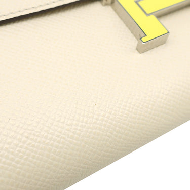 エルメス HERMES コンスタンス ロング トゥー ゴー ナタ×ジョーヌシトロン ヴォーエプソン 長財布 シルバー金具 オフホワイト 二つ折り財布