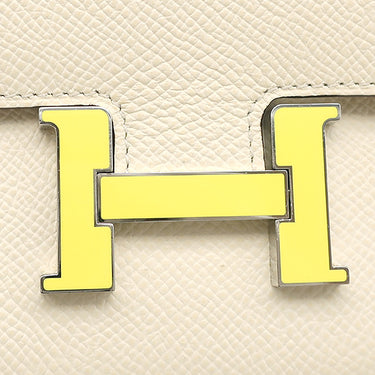 エルメス HERMES コンスタンス ロング トゥー ゴー ナタ×ジョーヌシトロン ヴォーエプソン 長財布 シルバー金具 オフホワイト 二つ折り財布