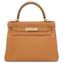 エルメス HERMES ケリー28 内縫い トフィ トリヨンクレマンス 2WAYバッグ ゴールド金具 茶