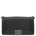 シャネル CHANEL ボーイシャネル 25 A67086 ブラック キャビアスキン ショルダーバッグ シルバー金具 黒 チェーンバッグ