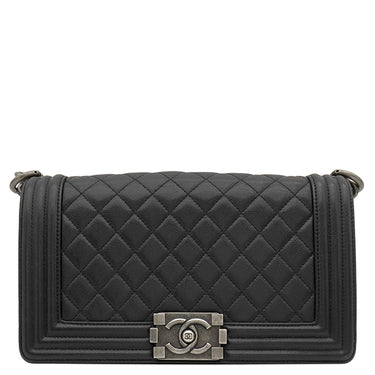 シャネル CHANEL ボーイシャネル 25 A67086 ブラック キャビアスキン ショルダーバッグ シルバー金具 黒 チェーンバッグ