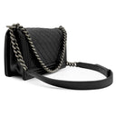 シャネル CHANEL ボーイシャネル 25 A67086 ブラック キャビアスキン ショルダーバッグ シルバー金具 黒 チェーンバッグ