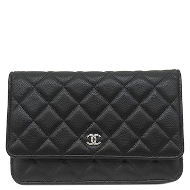 シャネル CHANEL マトラッセ タイムレス クラシック AP0250 ブラック キャビアスキン チェーンウォレット シルバー金具 ココマーク