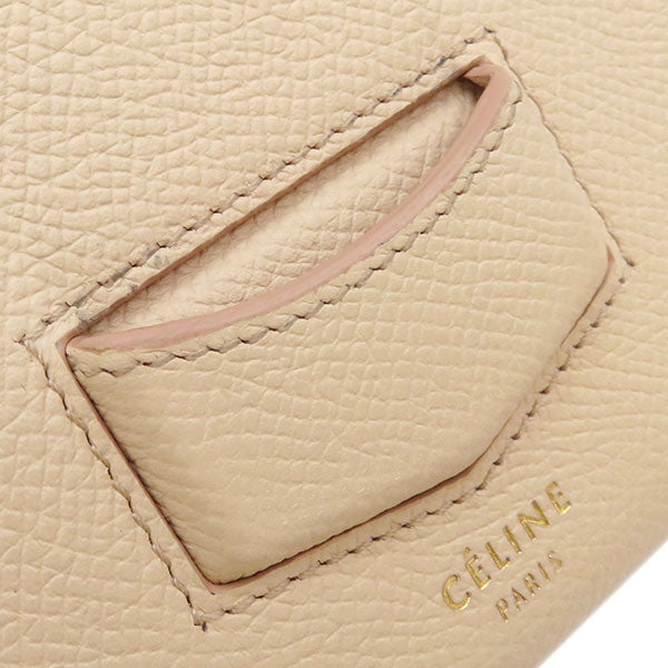 セリーヌ CELINE ベージュ レザー 二つ折り財布 ゴールド金具