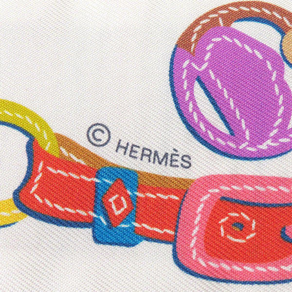 エルメス HERMES ツイリー ツインズ ブラン×ローズ×ブルー シルク スカーフ 新品 未使用【BRIDES DE GALA APPLIQUE/式典用馬勒】