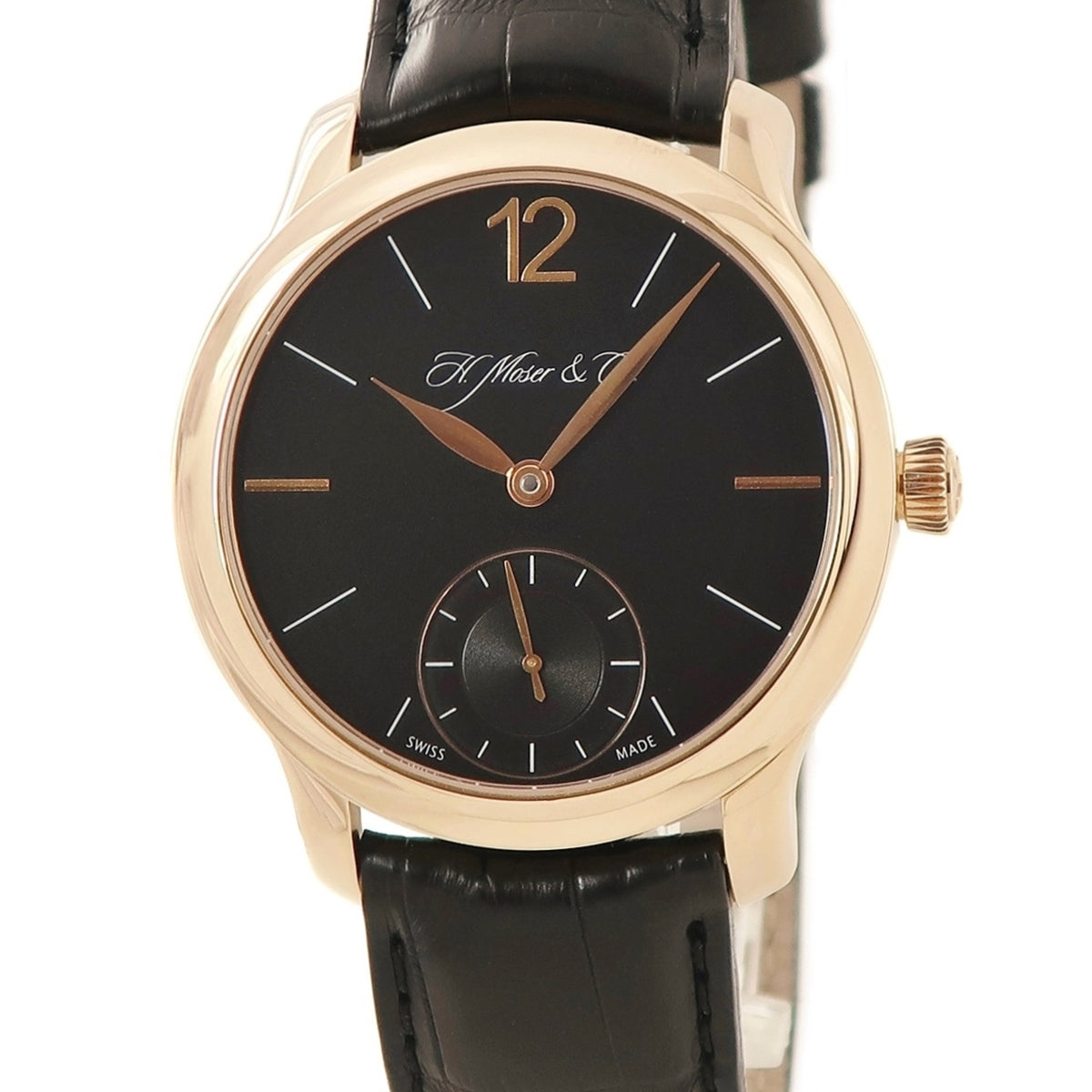 H.モーザー H. MOSER & CIE. マユ 321.503-007 手巻き メンズ K18RG無垢 黒