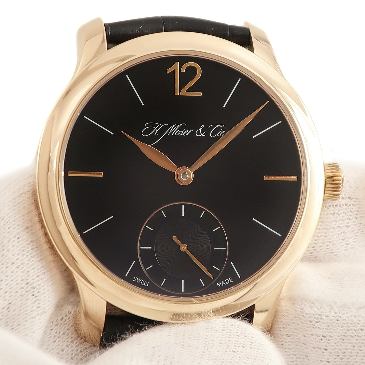 H.モーザー H. MOSER & CIE. マユ 321.503-007 手巻き メンズ K18RG無垢 黒