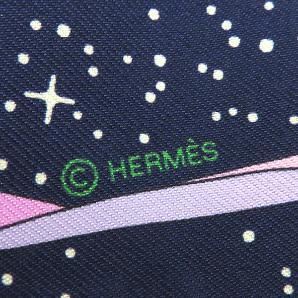 エルメス HERMES ツイリー マリン×ローズ×マルチカラー シルク スカーフ 【SPACE DERBY/スペース ダービー】