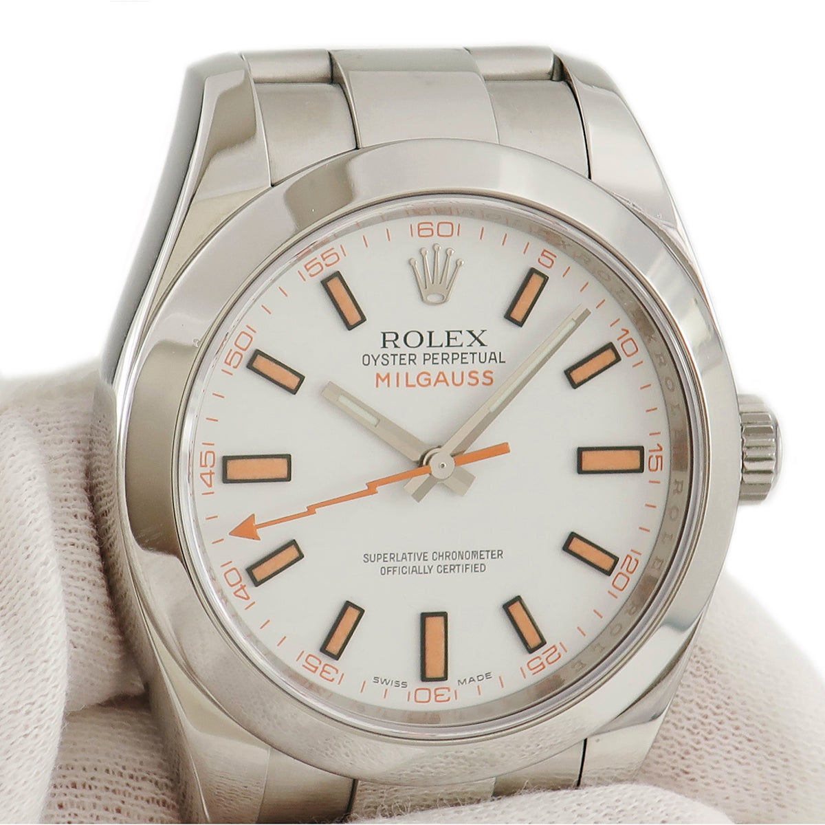 ロレックス ROLEX オイスターパーペチュアル ミルガウス 116400 自動巻き メンズ V番 白 トロピカルマンゴー 生産終了