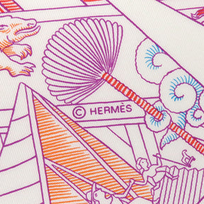 エルメス HERMES カレ90 CARRE ホワイト×フューシャ×マルチカラー シルク スカーフ 【ANIMAPOLIS/アニマポリス】