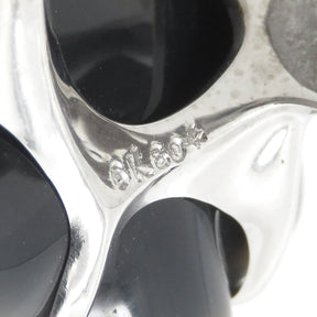 シャネル CHANEL ブラック×ホワイトゴールド K18WG ブラックカルセドニー リング 指輪 750 フラワー 花
