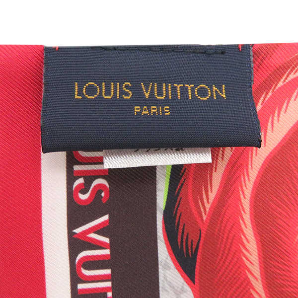 ルイヴィトン LOUIS VUITTON バンドー マルフルール M76968 レッド シルク スカーフ 赤 花柄 モノグラム