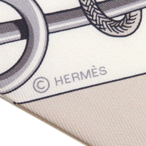 エルメス HERMES ツイリー オレンジ×ゴールド×ホワイト シルク スカーフ 【CLIQUETIS/クリケティス】