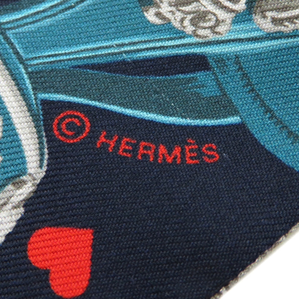 エルメス HERMES ツイリー ネイビー×レッド×マルチカラー シルク スカーフ 【BRIDES de GALA LOVE/式典用馬勒】