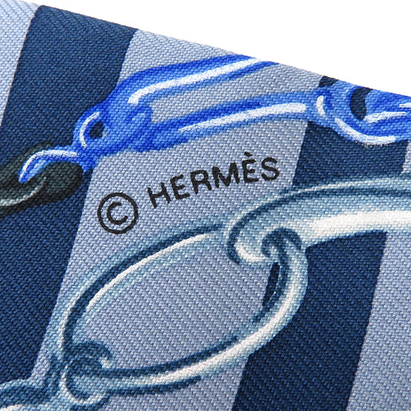 エルメス HERMES ツイリー ブルー×マルチカラー シルク スカーフ 【BRIDES DE GALA BAYADERE/式典用馬勒】