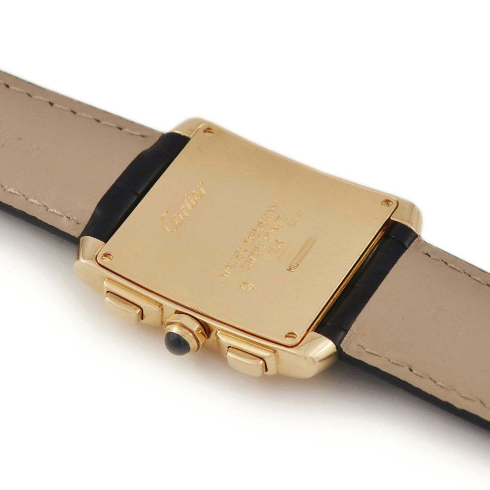 カルティエ Cartier タンクフランセーズ XL クロノリフレックス W5000556 クオーツ メンズ K18YG無垢 アイボリー ロ