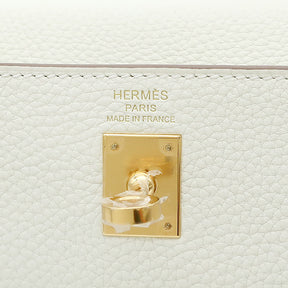 エルメス HERMES ケリー25 内縫い マッシュルーム トゴ 2WAYバッグ ゴールド金具 白