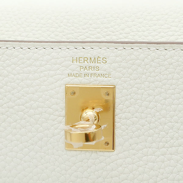 エルメス HERMES ケリー25 内縫い マッシュルーム トゴ 2WAYバッグ ゴールド金具 白