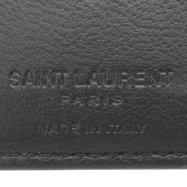 サンローラン SAINT LAURENT イースト ウエスト ウォレット ウォレット 396303 ブラック レザー 二つ折り財布 シルバー金具 黒 クロコ型押し EAST WEST