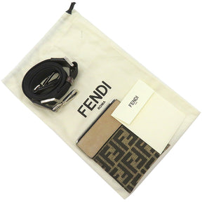 フェンディ FENDI ズッカ メッセンジャー 7VA488 ブラック×ブラウン ナイロン キャンバス レザー ショルダーバッグ シルバー金具 茶 FF ロゴ