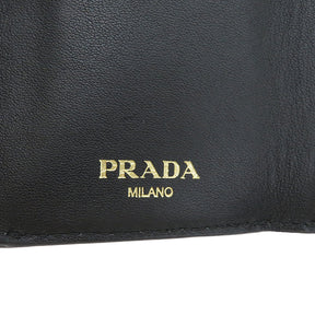 プラダ PRADA ヴィッテロムーブ ミニウォレット 1MH021 ブラック カーフ 三つ折り財布 ゴールド金具 コンパクト