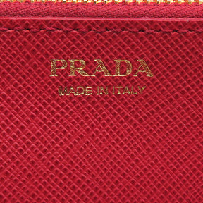 プラダ PRADA トライアングルロゴ ロングウォレット 1MH132 レッド サフィアーノレザー 長財布 ゴールド金具 赤 二つ折り