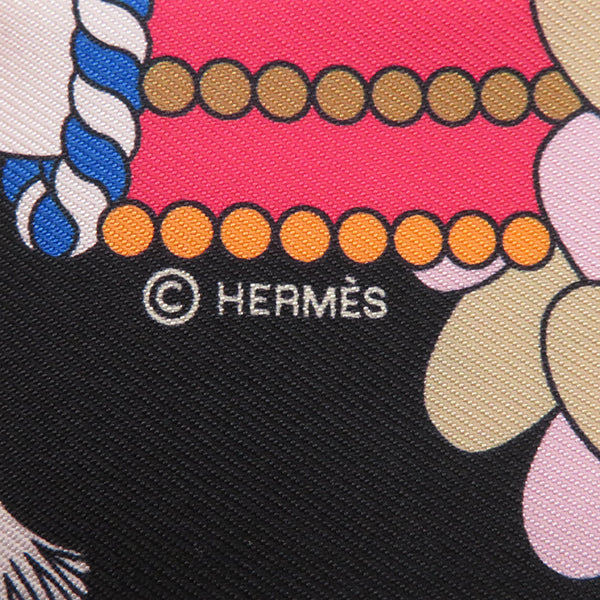 エルメス HERMES ツイリー ブラック×ホワイト×ブルー シルク スカーフ 【La Patisserie Francaise charm/パティスリーフランセーズチャーム】