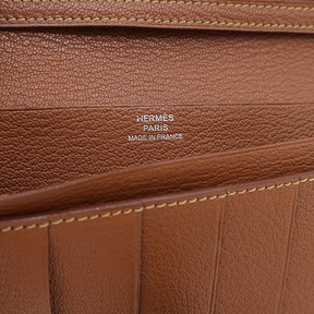 エルメス HERMES ベアンスフレ ヴェルソ オレンジ×ノワゼット シェブルミゾル 長財布 シルバー金具 バイカラー オレンジ 茶 二つ折り財布